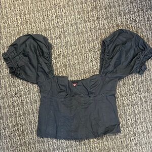 Elegant Black Puff Sleeve Top